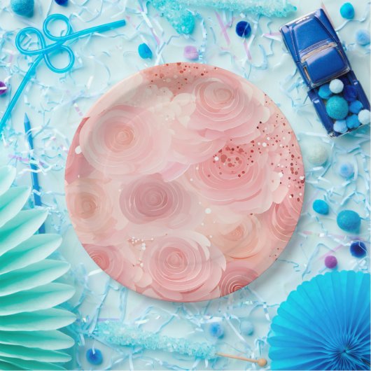 Assiettes en papier Rose Pastel (Fête)