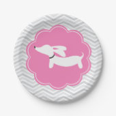 Assiettes en papier rose pour Dachshund Fête pour  (Devant)