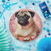 Assiettes en papier rose pour pug ! (Fête)