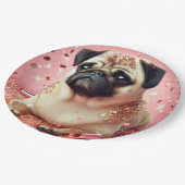 Assiettes en papier rose pour pug ! (Angle)