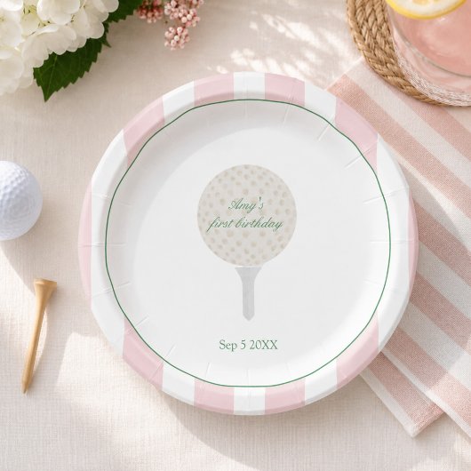 Assiettes en papier rose pour soirée de golf