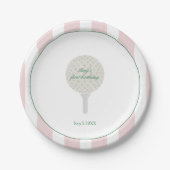 Assiettes en papier rose pour soirée de golf (Devant)