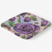 Assiettes en papier Rose Pourpre avec une bordure  (Angulaire)