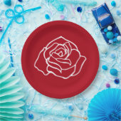 Assiettes en papier Rose Rouge (Fête)