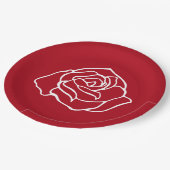 Assiettes en papier Rose Rouge (Angle)