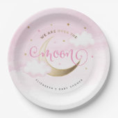 Assiettes en papier Rose Sur la Lune (Devant)