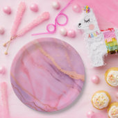 Assiettes en papier roses (Fête)