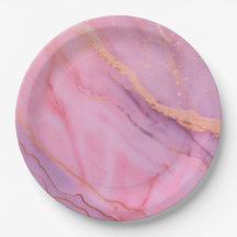 Assiettes en papier roses
