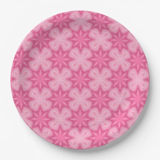 Assiettes en papier roses et blanches (Devant)