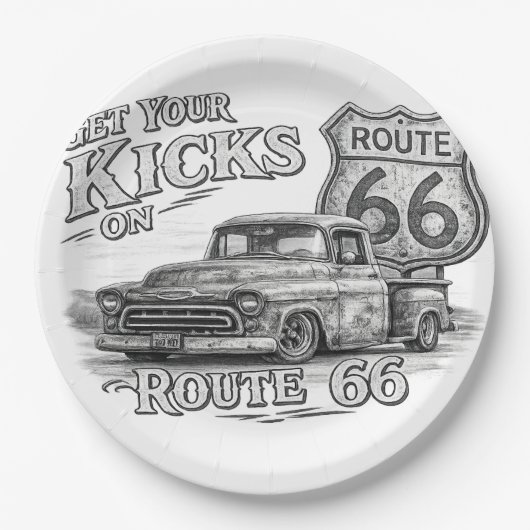 Assiettes en papier Route 66 (Devant)