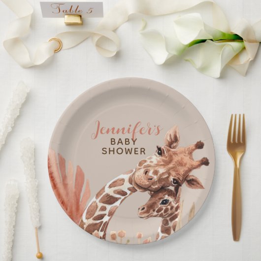 Assiettes en papier Rust et Tan Boho Girafe Fête P (Mariage)