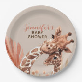 Assiettes en papier Rust et Tan Boho Girafe Fête P (Devant)