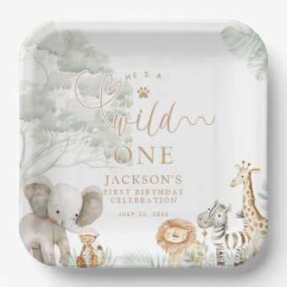 Assiettes en papier Safari Jungle Wild One