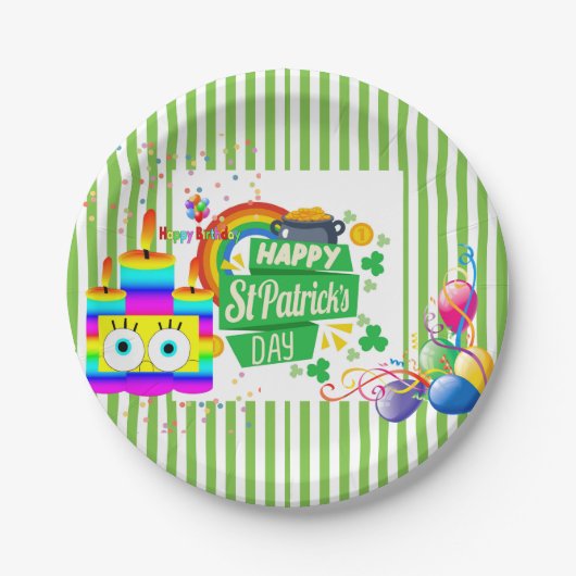 Assiettes en papier Saint-Patrick Joyeux Anniversa (Devant)