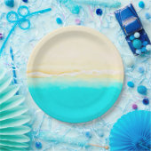 Assiettes en papier sarcelle de bord de mer. (Fête)