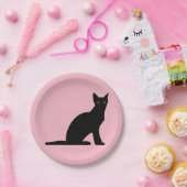 Assiettes en papier silhouette de chat (Fête)