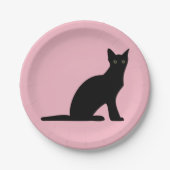 Assiettes en papier silhouette de chat (Devant)