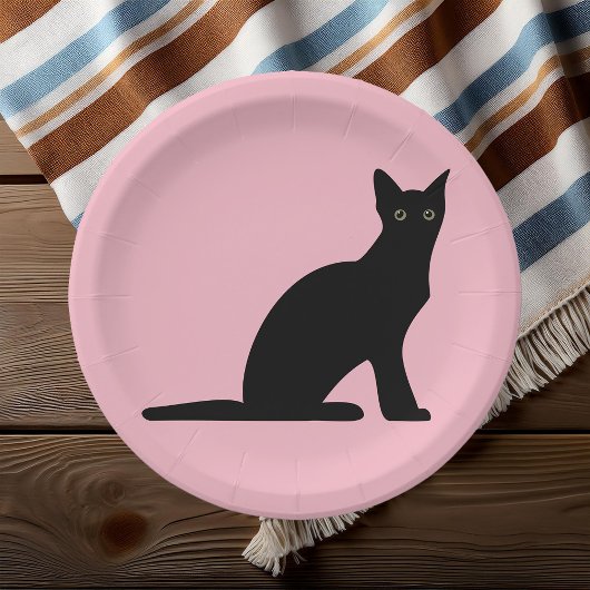 Assiettes en papier silhouette de chat
