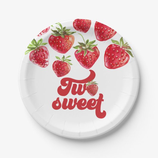 Assiettes en papier Strawberry Two Sweet 2ème anni (Devant)