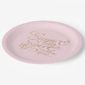 Assiettes en papier sucre et épice rose et or (Angle)