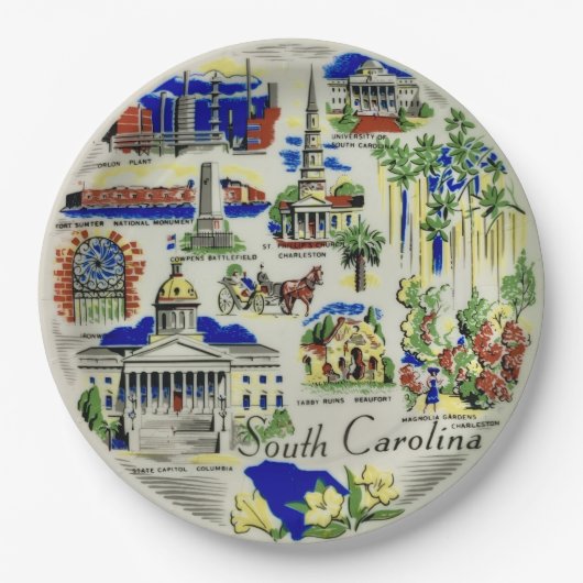 Assiettes en papier sur les monuments de Caroline (Devant)