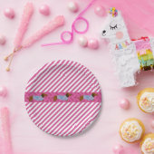 Assiettes en papier teckel rayure rose (Fête)