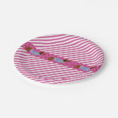 Assiettes en papier teckel rayure rose (Angle)