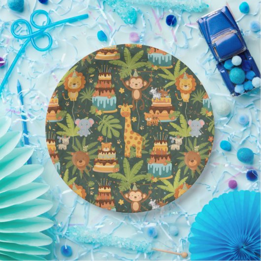 Assiettes en papier thème jungle pour anniversaire (Fête)