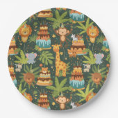 Assiettes en papier thème jungle pour anniversaire (Devant)