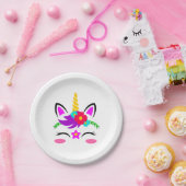 Assiettes en papier thème licorne et poney (Fête)