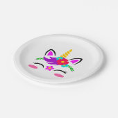 Assiettes en papier thème licorne et poney (Angle)
