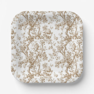 Assiettes en papier toile de fond d'arbre fleuri b