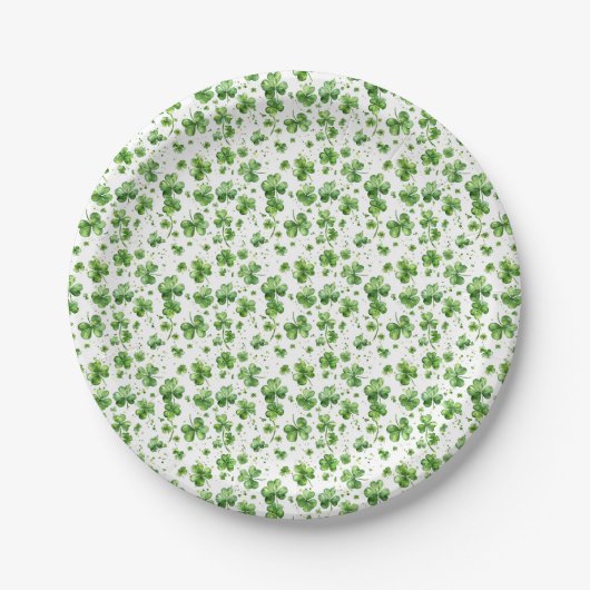 Assiettes en papier Trèfle Vert Saint-Patrick (Devant)
