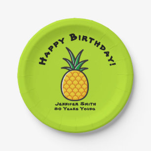 Assiettes en papier tropical personnalisées Ananas
