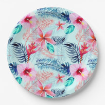 Assiettes en papier tropicales pour fête