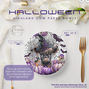Assiettes en Papier Vache des Highlands Halloween