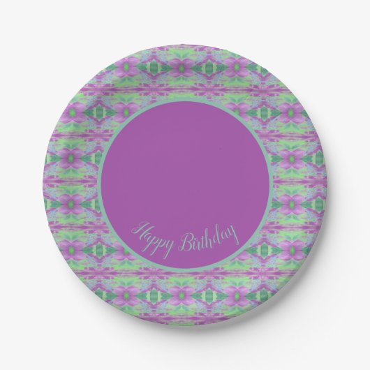 Assiettes en papier vert citron, violet et sarcell (Devant)