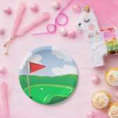 Assiettes en papier vert de parcours de golf (Fête)
