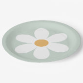 Assiettes en papier vert rétro daisy boho (Angle)