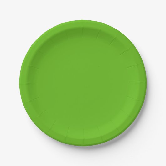Assiettes en papier vert uni. (Devant)
