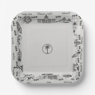 Assiettes en papier Villes Floride vintage
