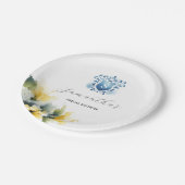 Assiettes jetables pour la fête de mariage bleu ja (Angle)