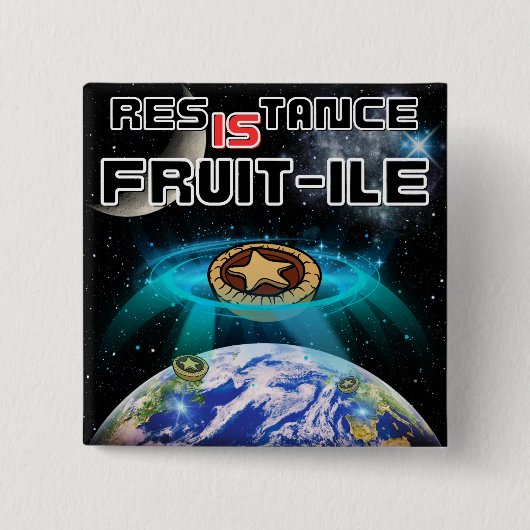 Assimilatie van aardse gehaktpasteien vierkante button 5,1 cm (Voorkant)