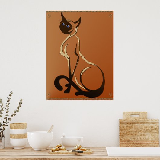 Assis jolie affiche de chat de Siamese (Cuisine)