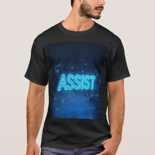 ASSIST - Cyberpunk AI Neon Blauw Hologram Futurist T-shirt