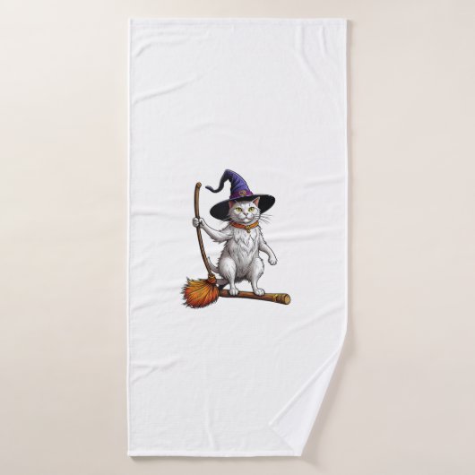 Assistant Chat Sorcière Halloween Amoureux de les (Serviette de bain)