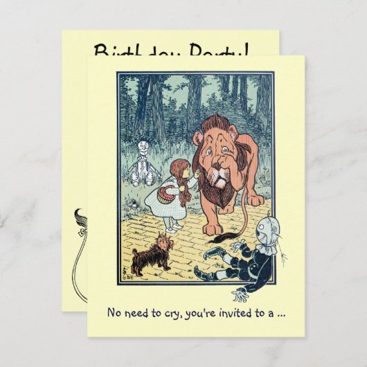 Assistant d'Oz Lion, Invitation de fête d'annivers (Devant / Derrière)