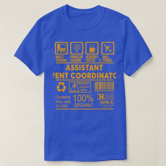 ASSISTANT EVENT COÖRDINATOR NICE DESIGN 2017 T-SHIRT (Design voorkant)