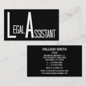 Assistant juridique Noir Carte de visite simple (Devant / Derrière)