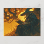 Assistant Lecture sous une carte postale arboresce (Devant)